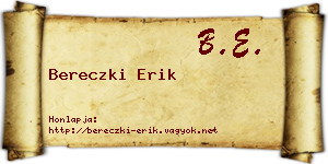Bereczki Erik névjegykártya